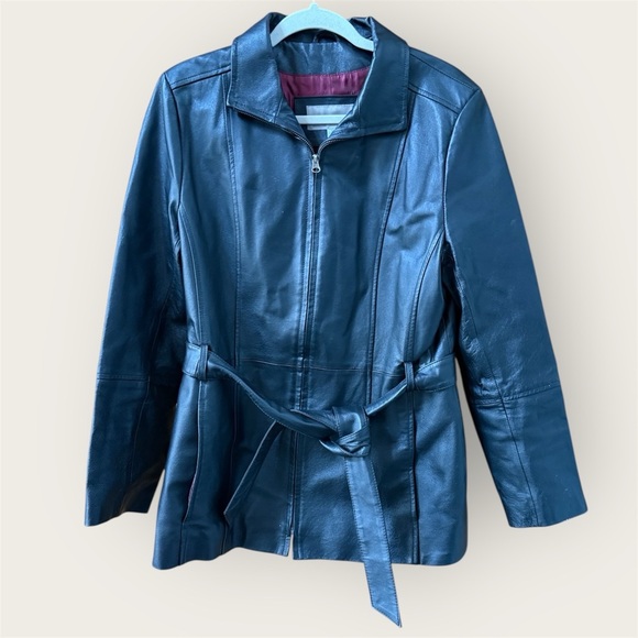 Vintage Croft and barrow Women's black Leather Jacket 90s style - Picture 1 of 9